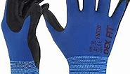 DEX FIT Premium Nylon Work Gloves FN320 - Firm Nitrile Grip, 3D-Comfort Stretchy Fit, Thin & Lightweight, Protective & Durable, Breathable, Machine Washable; Blue 9 (L) 3 Pairs