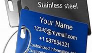 4 Pack Personalized Luggage Tags for Suitcases and Backpacks - Stainless Steel Metal Unique Custom Traval Bag Name Tags for Kids, Women, Luggage, Baggage, Cute and Funny - Bulk Set (4 Pack)