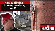 American who is afraid of heights Reacts to Fred Dibnah How to climb a chimney overhang at 50+
