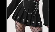 High Waist Gothic Streetwear Style with Punk Pleated Vintage Skirt | Cross Hem Lolita Harajuku Skirt