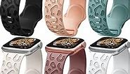 6 Pack Leopard Engraved Band Compatible with Apple Watch Band 40mm 38mm 41mm 44mm 45mm 49mm Women, Cheetah Sport Silicone Wristbands Replacement for iWatch Series 9 8 7 SE Ultra 6 5 4 3 Starlight-38