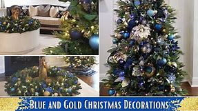 Christmas Tree Extravaganza 2021/ Decorating With Blue & Gold Christmas Decorations