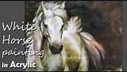 Acrylic Painting | White Horse painting step by step