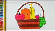 Fruit Basket Drawing | How To Draw Fruit Basket | Fruits Drawing | Smart Kids Art
