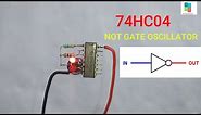 NOT gate flashing LED oscillator circuit.. || Square wave generator using 74HC04 NOT gates.