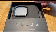 iPhone 15 Pro Max black leather case by MUJJO