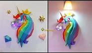 How to make rainbow unicorn trophy papercraft | Diy rainbow unicorn for wall decor | Step by Step