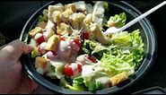 Eating Costco Food Court Chicken Caesar Salad with Dressing