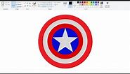 How to draw Captain America Logo in Ms Paint | Captain America Shield Making.