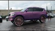 WhipAddict: Custom Painted Infiniti QX80 on 34" Rose Gold/Copper Rims with Starlight Roof