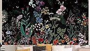 Floral Plants Tapestry Galaxy Moon Stars Tapestry Vintage Boho Flower Butterfly Tapestry Black Starry Sky Nature Tapestry Wall Hanging for Bedroom