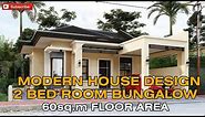 60 sqm. 2 Bedroom Bungalow HOUSE DESIGN | Exterior & Interior Animation | OFW House