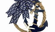 Navy Blue Nautical Anchor Rope Wreath with Starfish