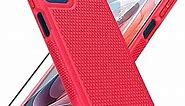 FNTCASE for Motorola Moto G-Play-2024 Case: Dual Layer Protective Heavy Duty Cell Phone Cover Shockproof Rugged with Non Slip Textured Back - Military Protection Bumper Tough (Red)
