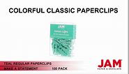 JAM Paper Colored Standard Paper Clips - Small - Teal - 100/pack