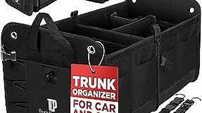 TRUNKCRATEPRO Trunk Organizer For Car, Suv, Truck | Premium Adjustable Multi Compartments Collapsible Car Trunk Organizer With Securing Straps & Non-Slip Bottom (Large Size, Black)
