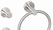 NearMoon 4 Pieces Bathroom Hardware Set, Include Hand Towel Ring, Toilet Paper Holder and 2 Robe Towel Hooks, Stainless Steel Bathroom Accessories Wall Mounted (Brushed Nickel)
