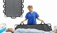 60" x 40" Positioning Bed Pad with Handles Washable Draw Sheets for Hospital Bed Ridden Patient Clothes Waterproof Glide Sheets for Patients Moving Pad for Lifting &Transfer Sheet Nylon, Grey