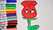 Как рисовать каваи розу. How to draw a cute smiley rose. Come disegnare un dolce rosa