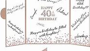 Holkcog 40th Birthday Decorations, Rose Gold Happy 40th Birthday Guest Book, 40th Birthday Gifts for Women, 40th Years Old Bday Signature Board, 40th Birthday Party Supplies, Jumbo 40th Birthday Card