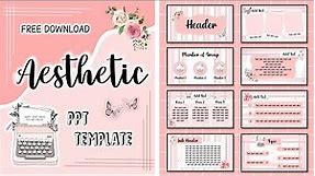 Aesthetic Pink Pastel Powerpoint Theme [ FREE TEMPLATE ] Sticker, Font | PPT Template #1 Aestheticfe