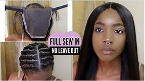NEW METHOD: Flat Full Sew In Weave With Lace Closure (No Glue/No Leave Out) Soft Feel Hair
