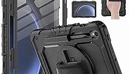 HXCASEAC Protective for Galaxy Tab S9 / S9 FE 5G Case with Hand Strap/Screen Protector/Pen Holder, Heavy Duty Shockproof Samsung Galaxy S9 FE Tablet Case 10.9’’ / 11’’, Black
