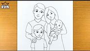 Family drawing easy||how to draw simple family||family with 4 members||family easy drawings