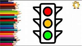 How to draw a traffic lights. Coloring page/Drawing and painting for kids. Learn colors.