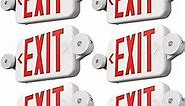 FREELICHT 6 Pack Red Exit Signs with Emergency Lights, Two LED Adjustable Head Emergency Exit Light with Battery Backup,UL Listed, AC 120/277V,Exit Sign Combo for Business