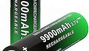 3.7 Volt 18650 Rechargeable Battery 9900mAh 18650 Battery Button Top Li-ion Battery for Flashlight, Headlamp, 2 Pack