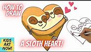 How to Draw a Cute Sloth Heart! ❤️Step by step