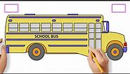 How to Draw School Bus - Easy Drawing Videos