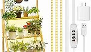 Plant Stand with Grow Lights Indoor Corner - Bamboo Hanging Plant Shelf 3 Tier 12 Potted Tall Flower Planter Cabinet Pot Holder with LED Light Stand for Outdoor Patio Garden
