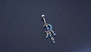 Moon and Star Surgical Steel Dangle Belly Button Rings