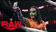 Jeff Hardy snaps a selfie over a fallen Austin Theory: Raw, Oct. 18, 2021