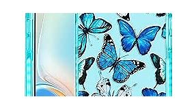 Toycamp for iPhone Xs MAX Case with Ring Holder Cute Blue Butterflies Design Cartoon Cover for Women Girls Boys Teens Shockproof Protective Phone Cases for iPhone XSMAX 6.5"