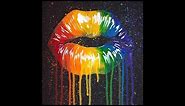 Beginners Drippy Rainbow Lips Acrylic Painting on Canvas #LisaFrankInspired | TheArtSherpa