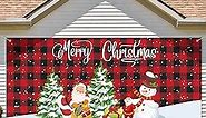 Moukeren Christmas Banner Garage Door Decorations Christmas Backdrop Decoration Winter Large Door Cover Decoration Indoor Outdoor for Christmas Holiday Party Supplies, 6 x 13 ft (Plaid)
