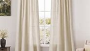 Beige Flax Linen Curtains 84 inches Long for Living Room 2 Panel Tan Burlap Textured Drapes Semi Sheer Privacy Khaki Window Curtain Country Rustic Farmhouse Canvas Cloth Curtain for Dinning Room