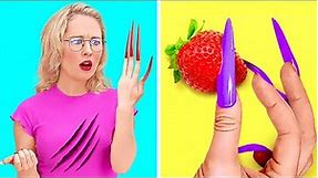FUNNY GIRLS PROBLEMS WITH THE LONGEST NAILS EVER! || Manicure Hacks And Fails by 123 Go! Gold