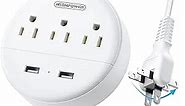 NTONPOWER 2 Prong Power Strip, 1875W/15A, 180° Rotating Plug, Two Prong Power Strip, 2 Prong to 3 Prong Outlet Adapter, 3 Outlets 2 USB, Extension Cord 6 feet, ETL Listed, Ideal for Old House