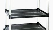 Utility Carts with Wheels,3-Tier Rolling Cart with Wheels, Heavy Duty 510 LBS Food Service Cart with Rubber Pad and Hammer for Kitchen/Office/Warehouse, 31.5" X 16.9" X 38.9"(Black)