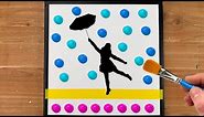 Girl with Umbrella | Silhouette Art | Rainy Day Acrylic Painting on Canvas Step by Step #184