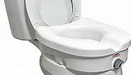 Carex E-Z Lock Raised Toilet Seat - 5 Inch Height Riser for Elderly and Handicap - Fits Round or Elongated Toilets