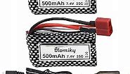 Blomiky 2 Pack 7.4V 800mAh 2S Li-ion 15C Battery with T Plug and Cable Compatible with BEZGAR 5 HM162 HM161 and 9145 1:20 Remote Control Truck RC Cars HBX X03 RC Boat / 9135 Pro Battery T 2