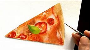 Realistic Pizza Slice Painting With Watercolors | Realistic Watercolor Process | Relaxing Art Video