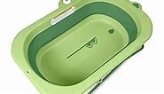 Beberoad Love Collapsible Toddler Bathtub Portable Travel Toddler Tub Foldable Bathtub with Adjustable Height for Toddler 1-3 (Green)