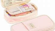 Expandable Pencil case with compartments, Large Capacity Pencil Cases Pencil Bag Pouch Office School, Portable Pencil Case Large School Stationery Organizer, Makeup Cosmetic Bag, Pink