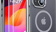 JAME for iPhone 15 Case, iPhone 15 Phone Case with 2 Tempered-Glass Screen Protectors, [Compatible with Magsafe], [Military-Grade Protection], Shockproof Slim Fit Phone Case for iPhone 15 Case, Grey